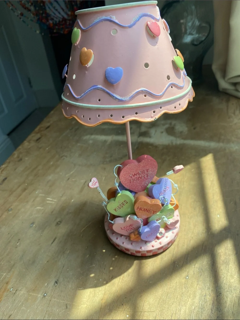 Pink Heart Candy Conversation Tealight Holder